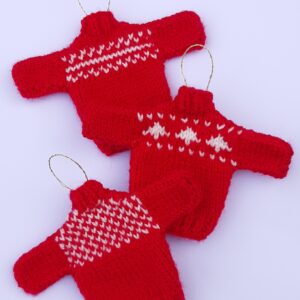 Trio of mini Christmas Jumpers, Tree Decorations: Downloadable knitting pattern: