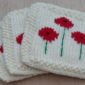 Classic Coaster Collection: Downloadable Knitting Pattern: Three Poppies
